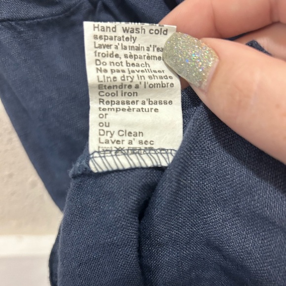 Terzo Millennio Navy Linen Tie Front Babydoll Tank Top Size L - Picture 7 of 8